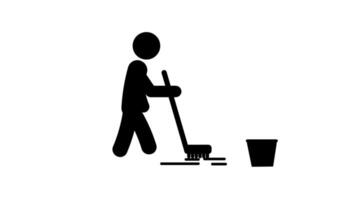 en person rengör de golv med en mopp och hink, symboliserar renlighet, ansvar, och disciplin i upprätthålla en städa miljö video