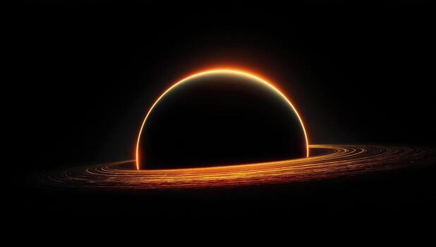 Dark celestial body with fiery ring photo