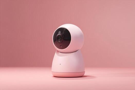 Pink security camera on pink surface photo