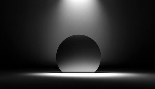 Dark studio backdrop with spotlight and circle photo