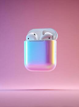 Wireless earbuds in a vibrant case photo