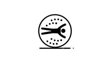 en person står inuti en stor cirkel med Uppfostrad vapen, omgiven förbi ett abstrakt design symboliserar glädje och frihet video