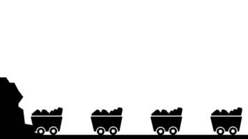 arbetare ladda brytning kärror med extraherad material, som visar transport, effektivitet, och de roll av lagarbete i brytning arbetskraft video