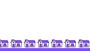 en propert rad av lila hus står tillsammans, representerar gemenskap, stabilitet, och de delad obligationer av förbindelse inom en grannskap video