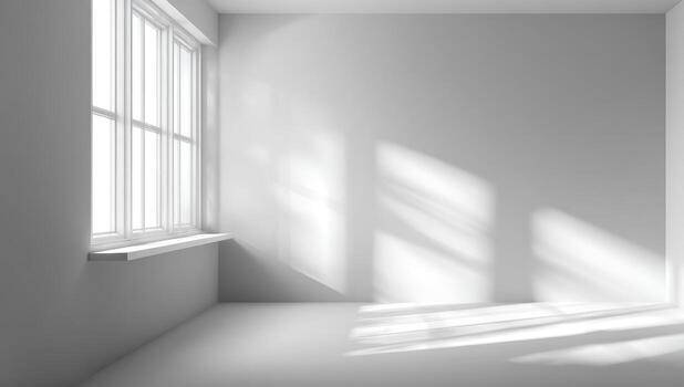 Empty white room with sunlight photo