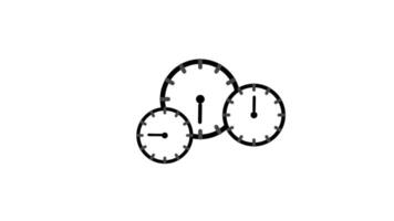 två klockor visa annorlunda gånger, symboliserar de textavsnitt av tid, tidsfrister närmar sig, och de konstant rörelse den där definierar dagligen liv och rutin- video