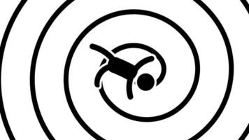 en virvlande virvel drar en person inåt, representerar varelse förbrukad förbi besatthet eller de överväldigande attraktion av de okänd och okontrollerbar video