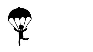 en person säkert sänker sig använder sig av en fallskärm, representerar frihet, förtroende, och de lugna godkännande av faller med kontrollera video