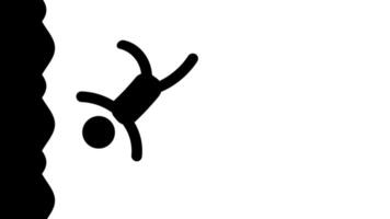 une figure chutes de le déchiqueté bord de une falaise, représentant risque, perte, et le saut entre le sécurité de le connu et le néant de le inconnue video