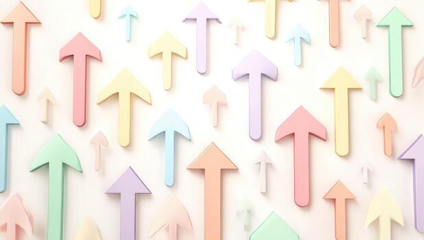 Colorful upward arrows on a light background photo