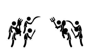 een groep van mensen Golf hooivorken en roepen, symboliseert opstand, eenheid, en de collectief vraag naar voor gerechtigheid en verandering video