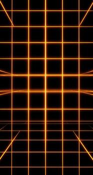 An orange glowing grid of squares on a black background photo