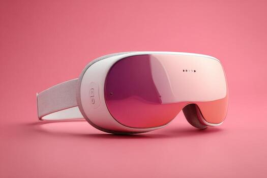 White VR headset on pink background photo