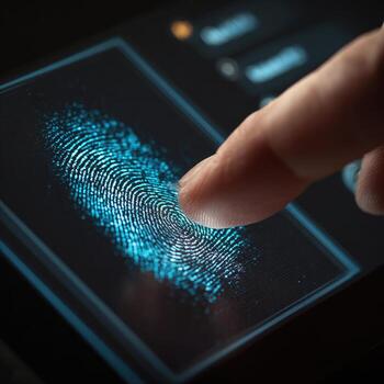 Fingertip scanning a digital biometric interface photo