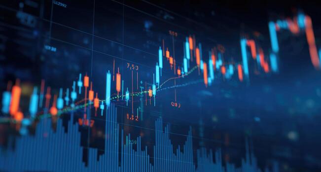 Financial data chart with rising line graph photo