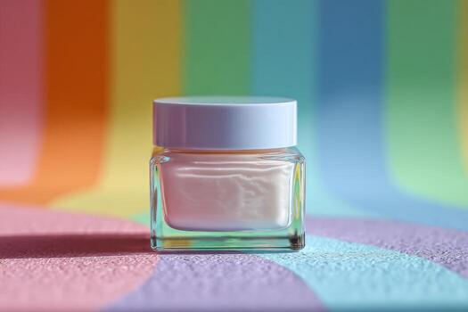 Cream jar on colorful background photo
