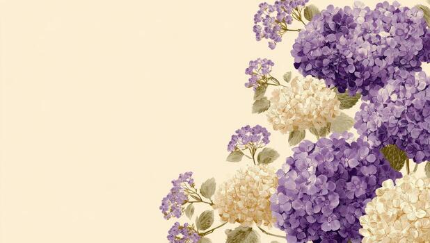 Hydrangea floral arrangement on a neutral background photo