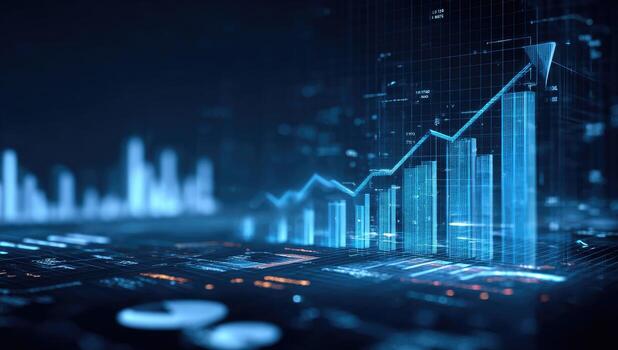 Digital financial graphs rising photo