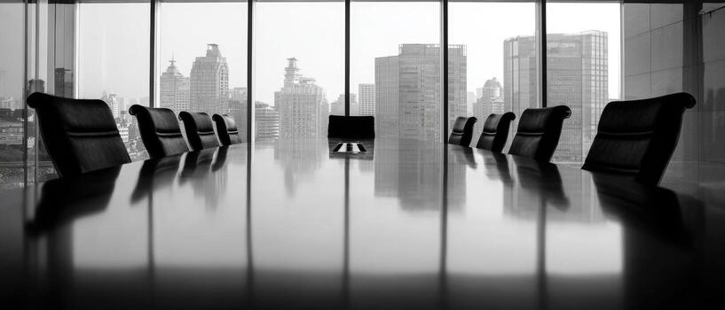 Empty conference room with city view photo