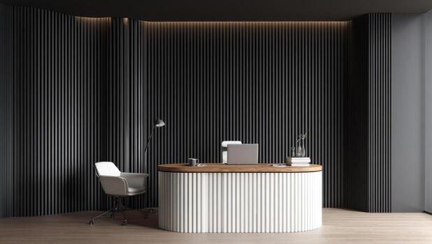 Modern minimalist office reception desk photo