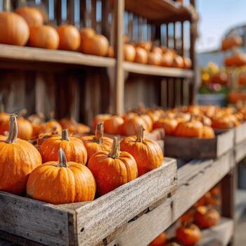de madera cajas desbordante con calabazas foto