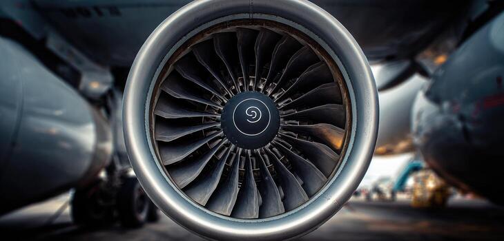 Close-up of a jet engine's turbine photo