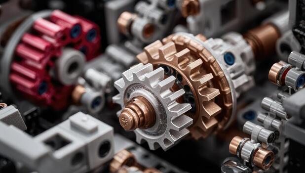 Close-up intricate gear mechanism photo