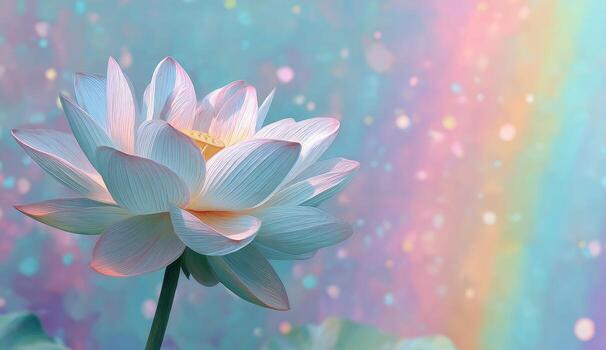 Close-up of a pale lotus flower, soft pastel colors, bokeh photo