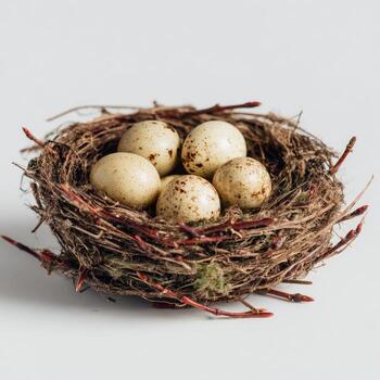 Eggs nestled in a bird's nest photo
