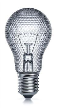 A frosted glass lightbulb, metallic base, isolated on white photo