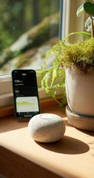 Modern home tech device near window photo