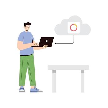 Sharing digital files securely across platforms Illustration vector