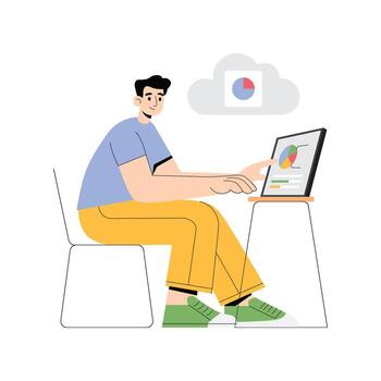 analítica y Estadísticas mostrado en basado en la nube cartas ilustración vector