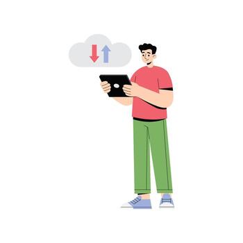 documento con flecha icono demostración archivo descargar proceso ilustración vector