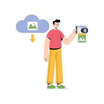 imagen archivo subido desde dispositivo a nube plataforma ilustración vector