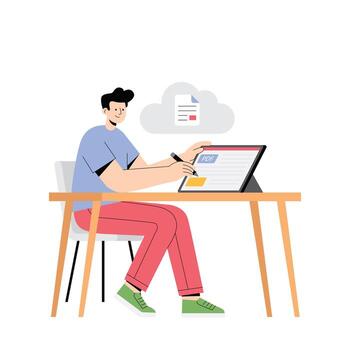 Digital document signing for approval and verification Illustration vector