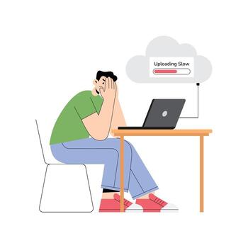 File upload progress delayed due to slow internet Illustration vector