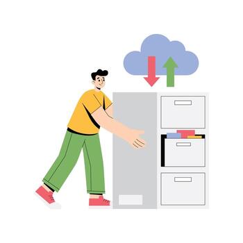 transferir de archivos y datos desde uno sistema a otro ilustración vector