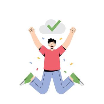 File successfully uploaded with confirmation checkmark Illustration vector