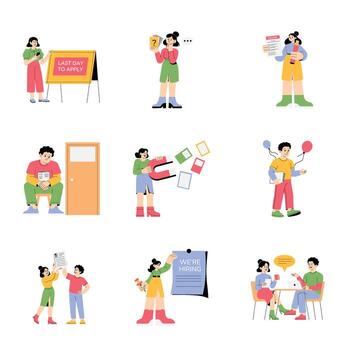 Job application and hiring graphic illustrations vector