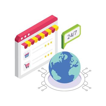 en línea compras en todo el mundo con internacional entrega Servicio ilustración vector