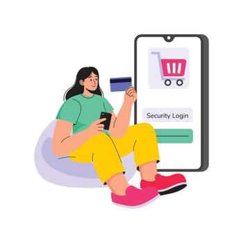 enlace tarjeta para seguro digital pagos ilustración vector