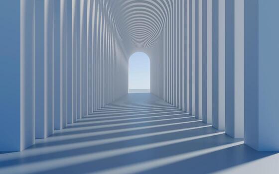 White abstract architecture background, 3d rendering. minimalist, futuristic architectural design with an empty space. Blue Sky, Abstract Geometric Shapes, Bright Light, Creative Background photo