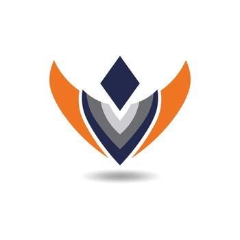 resumen geométrico forma V emblema con alas vector