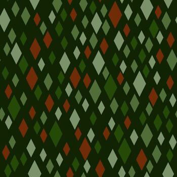 Dark green seamless geometric pattern. Random forest green rhombuses on dark green. christmas ornament. Abstract background in calm colors vector