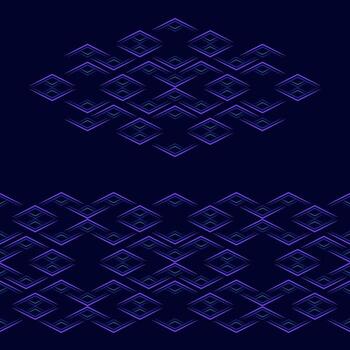 oscuro azul sin costura frontera conjunto geometría modelo. azul rombos en oscuro antecedentes. fantasía místico ornamento de agudo formas estricto monocromo resumen vector