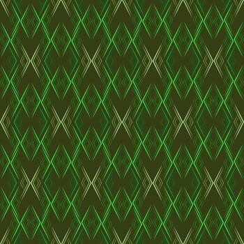 oscuro verde sin costura geométrico modelo. verde rombos en oscuro antecedentes. fantasía étnico ornamento de agudo formas estricto resumen repitiendo diseño vector