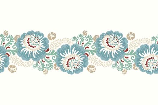 Ikat floral pattern on white background,damask pattern vector