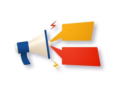 Microphone with empty speech bubbles isolated on a light background. Template for your information. vector