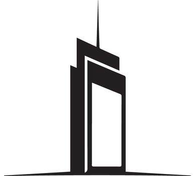 Abstract Skyscraper Silhouette with Sharp Peak building vector